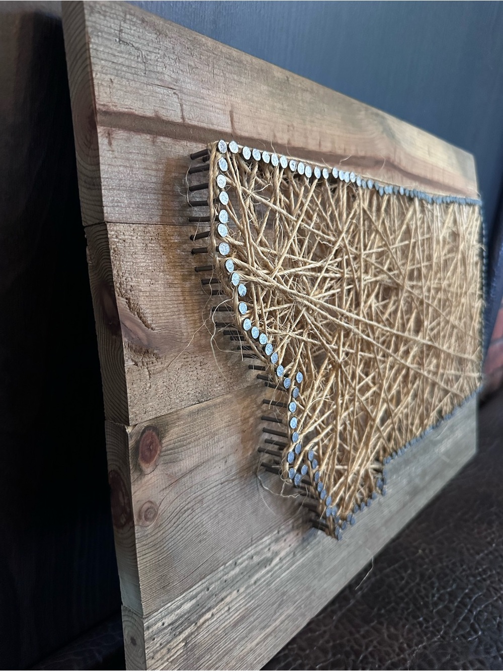 Rustic Jute String Art Wall Decor - State of Montana